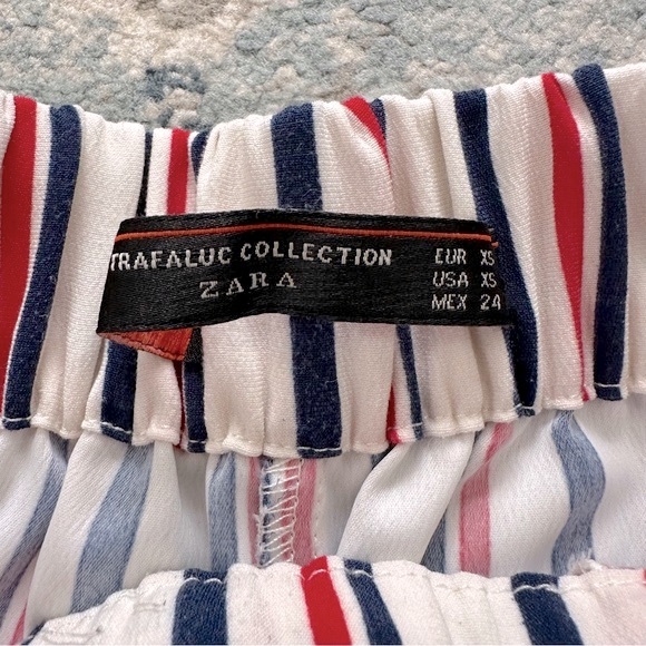 Zara striped wide leg cropped trouser pants - Picture 3 of 9